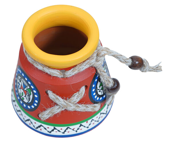 Terracotta Art Hand Painted & Clay Stationery Pen Holder Stand