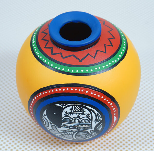 Terracotta Handmade Handpainted Madhubani Art Diffsur Flowerpot