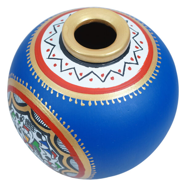 Terracotta Handmade Handpainted Warli Art Diffsur Flowerpot