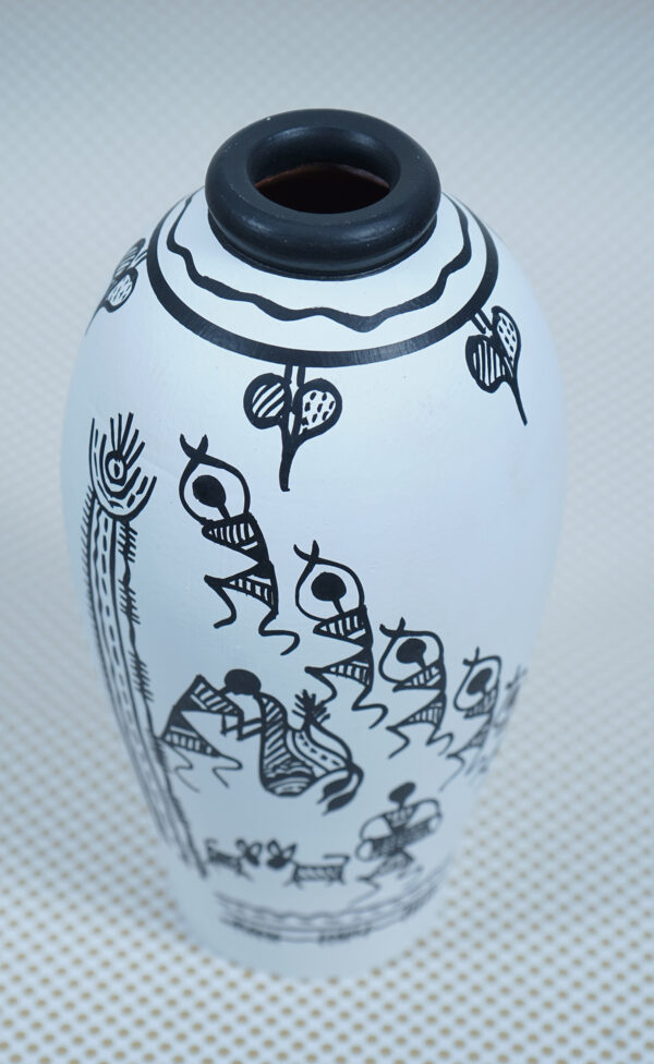 Terracotta Handmade and Handpainted Warli Art Flowerpot