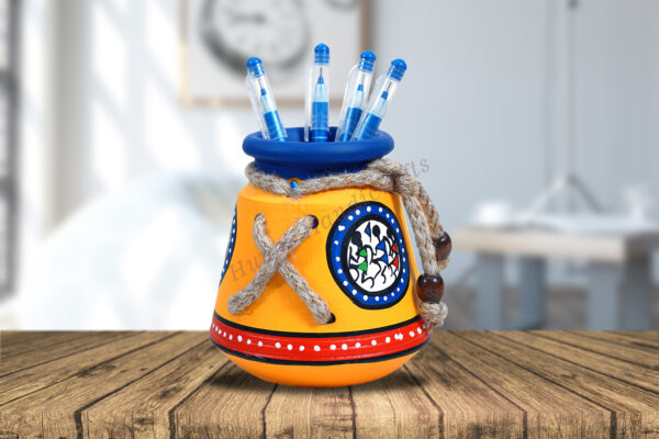 Terracotta pen stand yellow