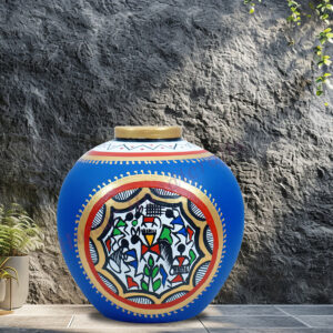 Terracotta flowerpot madhubani art