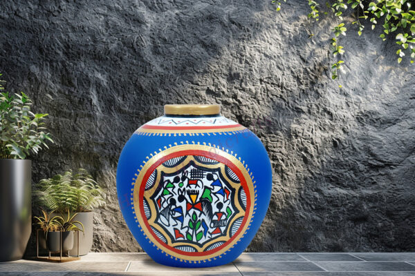 Terracotta flowerpot madhubani art