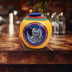 Terracotta diffsur warli art flowerpot