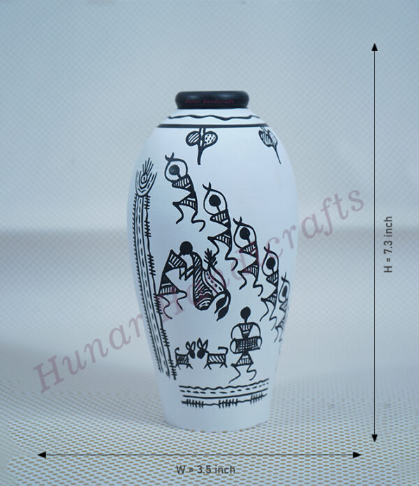 Terracotta Handmade and Handpainted/Madhubani Flowerpot White