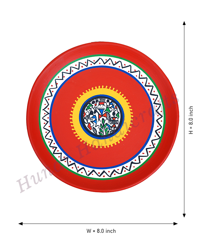 Terracotta Handmade and Handpainted Wall Hanging Plate Warli Art Painting