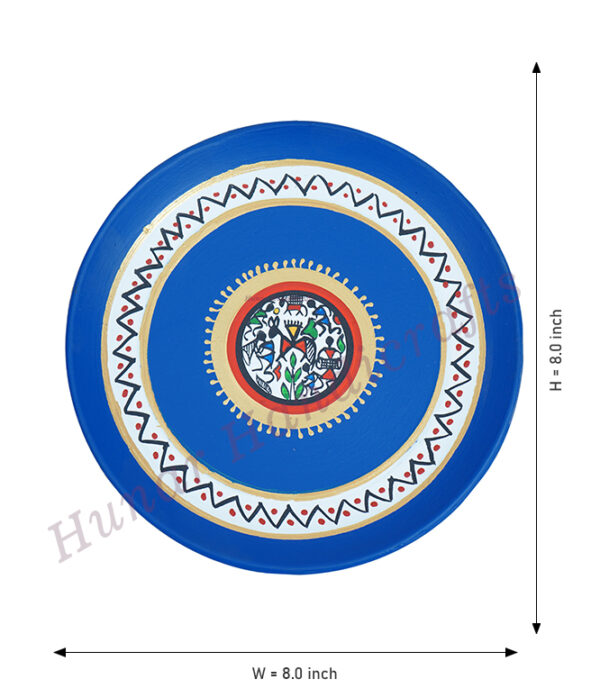 Terracotta Wall Hanging Plates Handmade wall decor and Handpainted/Madhubani Painting blue