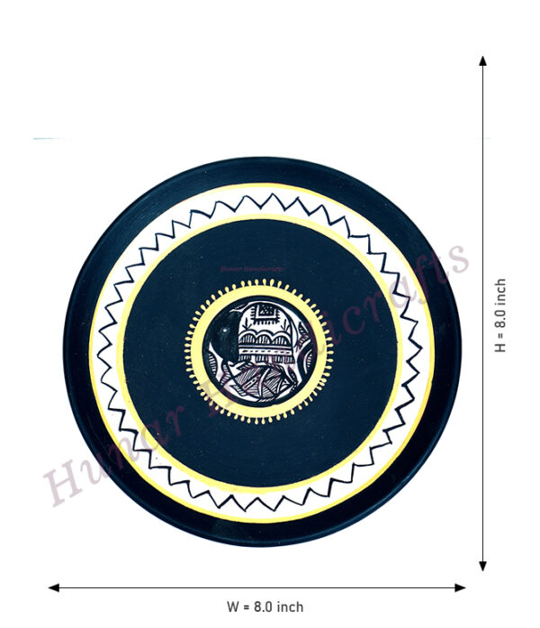 Terracotta Wall Hanging Plates Handmade and Handpainted/Madhubani Painting black