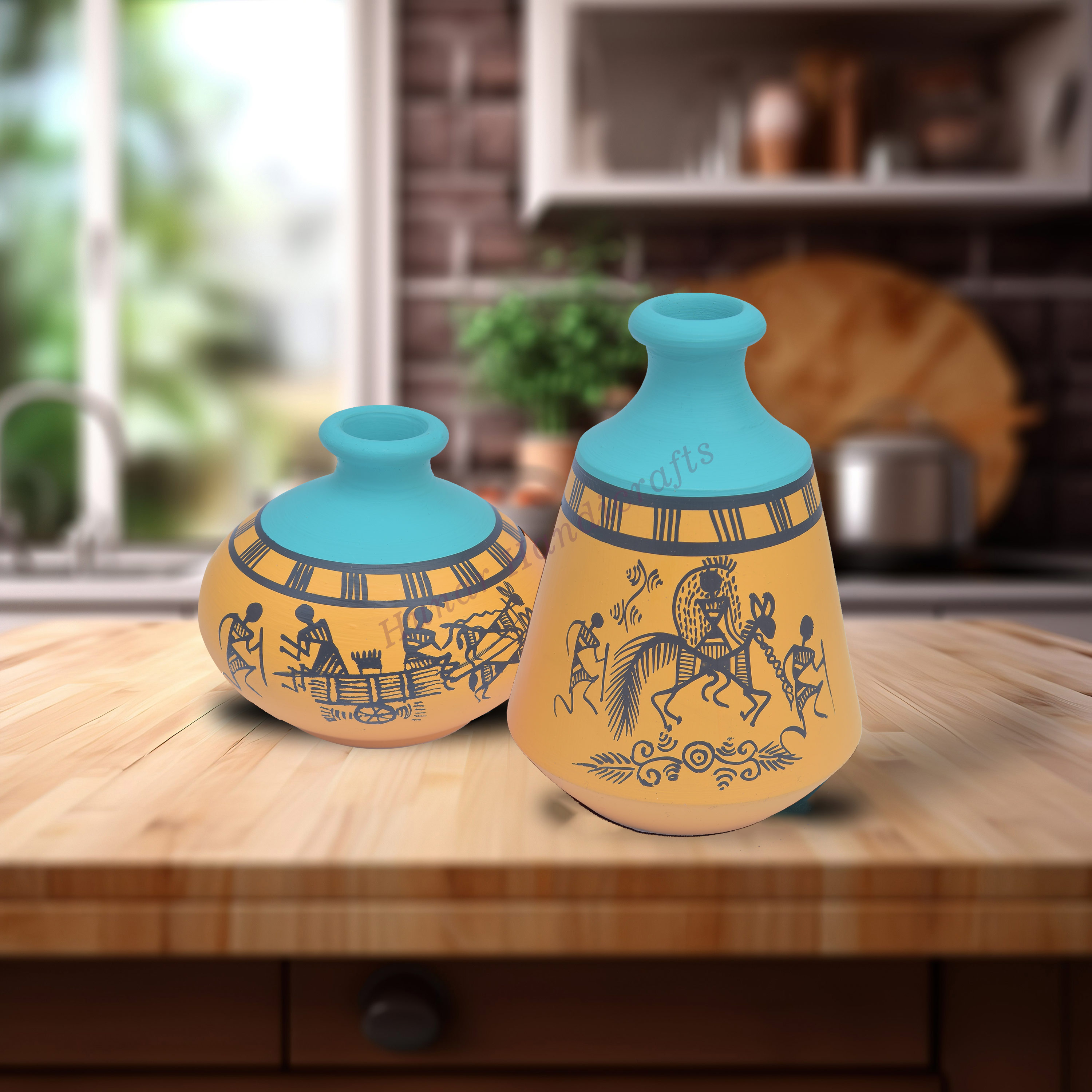 Hunar Handicrafts Flowerpot Warli Art